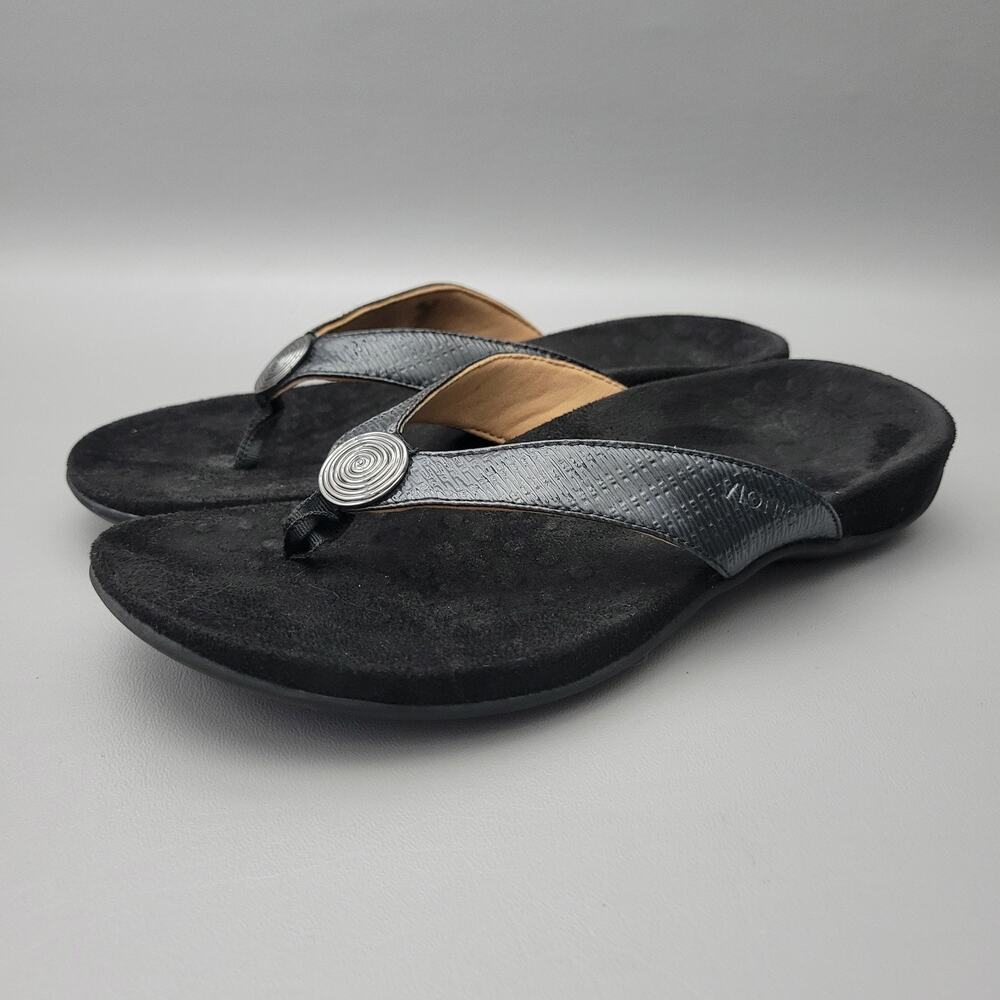 Vionic Hilda Womens Black Woven Flip Flop Thong Sandals Size 8.5 Arch Support